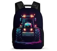 TPISLI Tractor Design Rucksack for Students Ages 6-10 Car Motif Bookbag for Students School Years 1-4, Sturdy Handle Adjustable Straps Back to School Gift