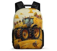 TPISLI Tractor Motif Backpack for Girls for 5 to 10 Years, Car Design School Bag Children, Lightweight Rucksack, Side Pockets, Padded Back, Travel Daily Use