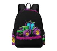 TPISLI Tractor Motif Daypack Girls Age 8 Car Pattern Book Bag Boys Age 16 Durable Lightweight 15.6 Inch Laptop School Backpack School Years 3-6 Daily Use Everyday Use