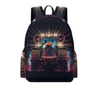 TPISLI Tractor Motif School Backpack Kids Age 10-14 Car Pattern Daypack Students Year 6 Durable Lightweight 11.6 Inch Laptop Daypack Primary to Secondary Travel Gift