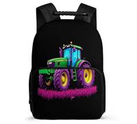TPISLI Tractor Motif School Backpack School Years 1-4 for Students 7-11 Year Olds Car Pattern Daypack Girls Boys, Sturdy Handle Durable Travel Daily Use