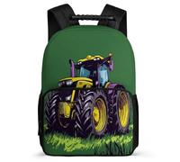TPISLI Tractor Motif School Bag for Students Primary Age 6-11 Car Pattern Rucksack for Boys Primary School, Adjustable Straps Soft Felt Details Birthday Gift