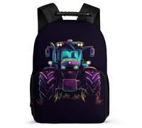 TPISLI Tractor Pattern Backpack for Children Primary Age 6-11 Car Illustration Rucksack for Kids and Teens School Years 1-4, Lightweight Sturdy Handle Back to School Gift