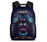 TPISLI Tractor Rucksack for Kids and Teens 7-11 Year Olds Car Pattern Bookbag for Girls Year 3-6, Adjustable Straps Sturdy Handle Daily Essentials