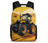 TPISLI Tractor Rucksack for Kids School Years 1-4 Car Pattern Backpack School Years 2-5 Kids and Teens, Sturdy Handle Adjustable Straps Outdoor Day Trips