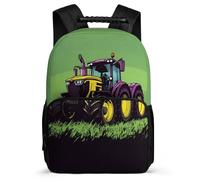 TPISLI Tractor School Bag for Students Primary Age 6-11 Car Motif Rucksack for Boys Primary School, Adjustable Straps Soft Felt Details Birthday Gift