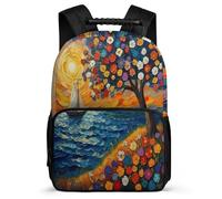 TPISLI Tree Flowers Print Backpack for Kids and Teens Primary Classes Colourful School Bag Year 3-6 Kids and Teens, 1680D Fabric Sturdy Handle Outdoor Day Trips