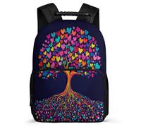 TPISLI Tree of Hearts Backpack for Boys 7-11 Year Olds, Colourful Botanical School Bag for Kids, Lightweight Rucksack, 1680D Fabric, Primary Classes, Daily Essentials