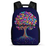 TPISLI Tree of Hearts Backpack for Boys 7-11 Year Olds, Colourful Botanical School Bag for Kids, Lightweight Rucksack, 1680D Fabric, Primary Classes, Daily Essentials
