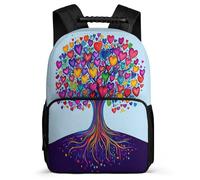 TPISLI Tree of Hearts Backpack for Kids School Years 2-5, Colourful Botanical Rucksack for Children, Lightweight School Bag, 1680D Fabric, Primary Classes, Daily Essentials