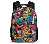 TPISLI Trend Graffiti Rucksack for Students 6-11 Years Colourful Rucksack for Kids and Teens Primary School, Soft Felt Details Lightweight Back to School Gift