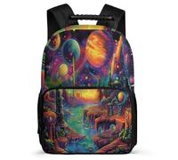 TPISLI Universe Cosmos Bookbag for Children Primary Age 6-11 Planet Rucksack for Children School Years 1-4, Lightweight Soft Felt Details Back to School Gift