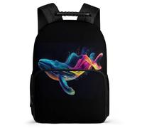 TPISLI Whale Motif Daypack for Kids and Teens Primary Age 6-11 Marine Life Daypack for Students Year 2-5, Adjustable Straps Soft Felt Details Travel Daily Use