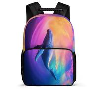 TPISLI Whale Rucksack School Years 1-4 for Kids and Teens 8-12 Years Colourful Marine Life Daypack Students, Soft Felt Details Side Pockets Back to School Gift