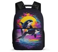 TPISLI Whale School Backpack for Boys Girls Age 7-12 Marine Animal Backpack for Kids and Teens School Years 1-4, 1680D Fabric Soft Felt Details Daily Essentials