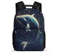 TPISLI Whale School Backpack for Kids and Teens Year 3-6 Marine Life School Bag 8-12 Years Girls, Soft Felt Details 1680D Fabric Outdoor Day Trips