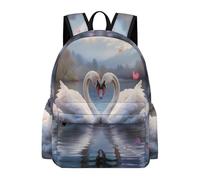 TPISLI White Swan Couples School Bag Boys Girls 8-14 Backpack Swan Rucksack for Study Days, Practical Outdoor Rucksack for Study Days and Travel and Everyday Lessons
