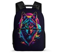 TPISLI Wolf Bookbag for Students Primary Age 6-11 Animal Wolves Backpack for Kids School Years 1-4, Sturdy Handle Side Pockets Back to School Gift
