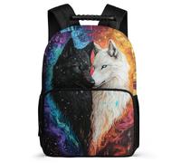 TPISLI Wolf Design Backpack for Kids and Teens Primary School Animal Wolve Print Rucksack 6-11 Years Boys Girls, Adjustable Straps Side Pockets Back to School Gift