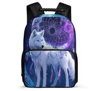TPISLI Wolf Design Bookbag for Girls 8-12 Years Animal Wolves School Bag for Kids and Teens School Years 1-4, Sturdy Handle Soft Felt Details Travel Daily Use