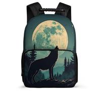 TPISLI Wolf Design Bookbag School Years 1-4 for Girls Boys Primary Age 6-11 Animal Wolve Print Bookbag Boys Girls, 1680D Fabric Adjustable Straps Short Trips