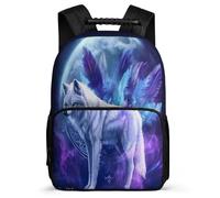 TPISLI Wolf Design Rucksack Primary Classes for Kids and Teens 7-11 Year Olds Animal Wolves Daypack Kids and Teens, Side Pockets Soft Felt Details Birthday Gift