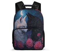 TPISLI Wolf Design School Backpack for Children School Years 1-4 Animal Wolve Print Daypack Age 5-10 Kids and Teens, Soft Felt Details Sturdy Handle Travel Daily Use