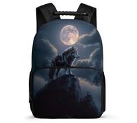 TPISLI Wolf Design School Bag for Boys Primary School Animal Wolve Print Backpack 7-11 Year Olds Girls Boys, Adjustable Straps Side Pockets Outdoor Day Trips
