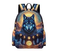 TPISLI Wolf Dreamcatcher Rucksack Boys Age 15 Wolves Daypack Girls Ages 9-13 Trendy Modern 15.6 Inch Laptop Rucksack Outdoor Day Trips Back to School Gift Travel Use