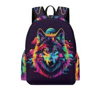TPISLI Wolf Illustration Backpack School Bag Wolves Boys Girls 10-16 Daypack for Secondary Students, Practical Outdoor Rucksack for Autumn Trip and Study Days and Class Travel Use