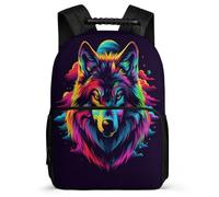 TPISLI Wolf Illustration Rucksack School Years 1-4 for Boys 7-11 Year Olds Wolves Daypack Kids and Teens, Side Pockets Soft Felt Details Travel Daily Use