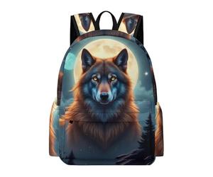 TPISLI Wolf Moon Bookbag Children Year 5 Moon Wolves Book Bag Girls 7-11 Year Olds Cool 11.6 Inch Laptop Daypack Junior School Hiking Day Trips Everyday Use