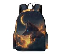TPISLI Wolf Moon Rucksack Girls Age 11 Moon Wolves School Bag Boys 10-14 Year Olds Fashion Lightweight 14 Inch Laptop Backpack Outdoor Day Trips Back to School Gift