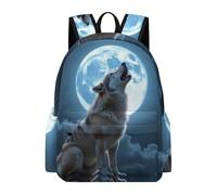 TPISLI Wolf Moon School Bag Boys Ages 8-12 Moon Wolves School Backpack Students Year 6 Fashion Lightweight 11.6 Inch Laptop Daypack Primary to Secondary Travel Gift