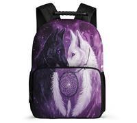 TPISLI Wolf Motif School Backpack Ages 6-10 for Boys Girls, Animal Wolve Pattern Daypack for Kids, Lightweight Bag, 1680D Fabric, Primary Classes, Daily Essentials