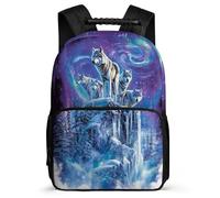 TPISLI Wolf Motif School Backpack for Kids and Teens Primary School Animal Wolves Rucksack 8-12 Years Children, Soft Felt Details Padded Back Daily Essentials