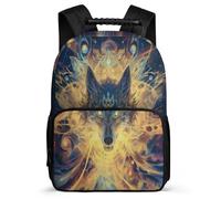 TPISLI Wolf Motif School Bag Junior School for Children Primary Age 6-11 Animal Wolves Backpack Children, Adjustable Straps Padded Back Travel Daily Use