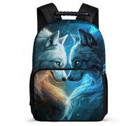 TPISLI Wolf Pattern Backpack for Children 8-12 Years Animal Wolves Daypack for Girls Boys Junior School, Soft Felt Details Sturdy Handle Back to School Gift
