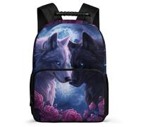 TPISLI Wolf Pattern Backpack for Girls Boys School Years 2-5, Animal Wolve Rucksack for Kids, Lightweight School Bag, 1680D Fabric, Primary Classes, Daily Essentials