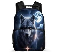 TPISLI Wolf Pattern School Backpack for Girls Ages 6-10 Animal Wolves Backpack for Children Junior School, Adjustable Straps Lightweight Travel Daily Use