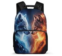 TPISLI Wolf Pattern School Backpack for Girls School Years 1-4 Animal Wolves Rucksack 7-11 Year Olds Girls Boys, Adjustable Straps Side Pockets Outdoor Day Trips