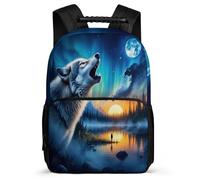 TPISLI Wolf Pattern School Bag for Kids and Teens Primary Classes Animal Wolves School Bag Age 7-12 Kids and Teens, Soft Felt Details Lightweight Short Trips