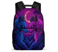 TPISLI Wolf Print Daypack School Years 1-4 for Boys Girls Year 3-6 Animal Wolve Motif Rucksack Boys Girls, Adjustable Straps Padded Back Back to School Gift
