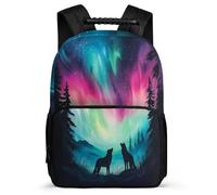 TPISLI Wolf Print Daypack School Years 1-4 for Kids and Teens Primary Age 6-11 Animal Wolve Motif Daypack Boys Girls, Lightweight Side Pockets School Travel
