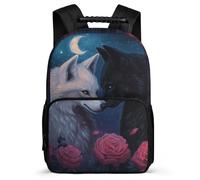 TPISLI Wolf Print Rucksack Year 3-6 for Kids and Teens Primary Age 6-11 Animal Wolve Motif School Bag Girls Boys, Side Pockets 1680D Fabric Daily Essentials
