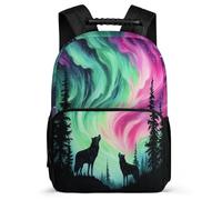 TPISLI Wolf Print School Backpack for Kids and Teens Primary Classes Animal Wolves Motif Bookbag 6-11 Years Children, Padded Back Side Pockets Outdoor Day Trips