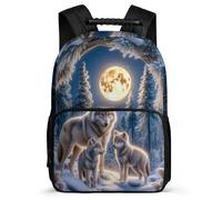 TPISLI Wolf Print School Backpack for Students Primary School Animal Wolves Backpack 6-11 Years Boys Girls, Padded Back Soft Felt Details Travel Daily Use