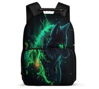 TPISLI Wolf Print School Bag for Girls 7-11 Year Olds Animal Wolves Daypack for Girls Primary School, Soft Felt Details Adjustable Straps Daily Essentials