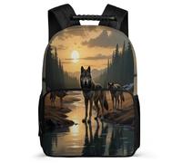 TPISLI Wolf School Backpack for Kids and Teens Junior School Animal Wolves Rucksack Primary Age 6-11 Kids, Padded Back Soft Felt Details Birthday Gift