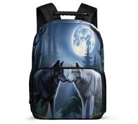 TPISLI Wolf School Bag School Years 1-4 for Kids and Teens 8-12 Years Animal Wolves Backpack Children, 1680D Fabric Side Pockets Travel Daily Use